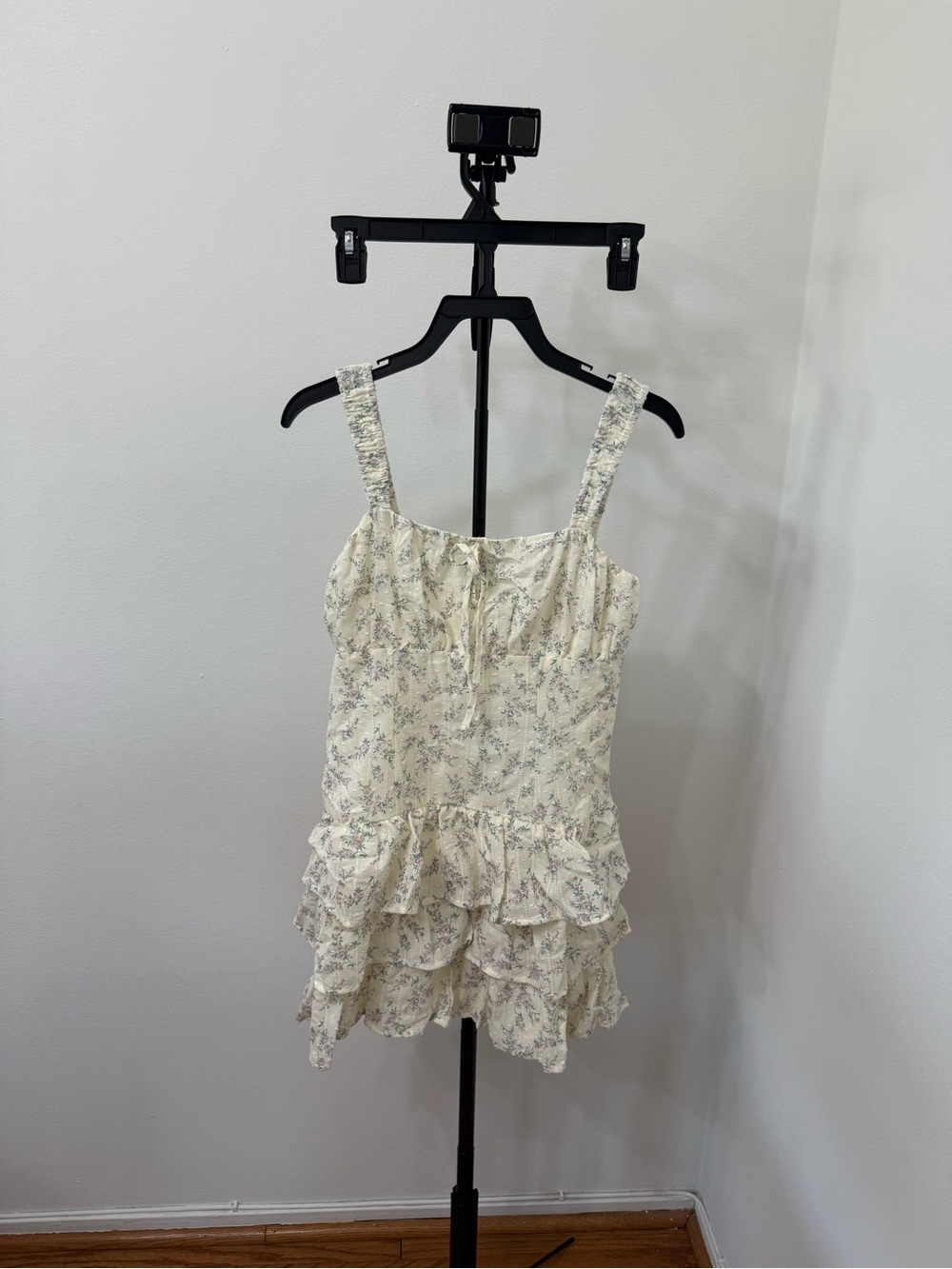 Altar'd State Cream Floral Tiered Ruffle Mini Dress - Picture 3 of 5